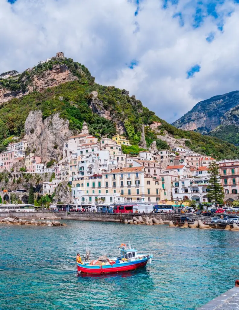 View of Amalfi town from the water